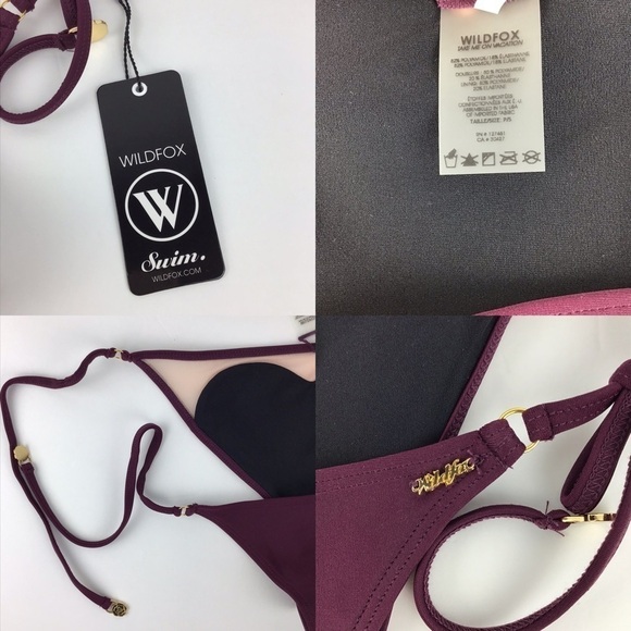 Wildfox Amora Purple Heart Tie Bikini Bottom l S - Picture 7 of 8